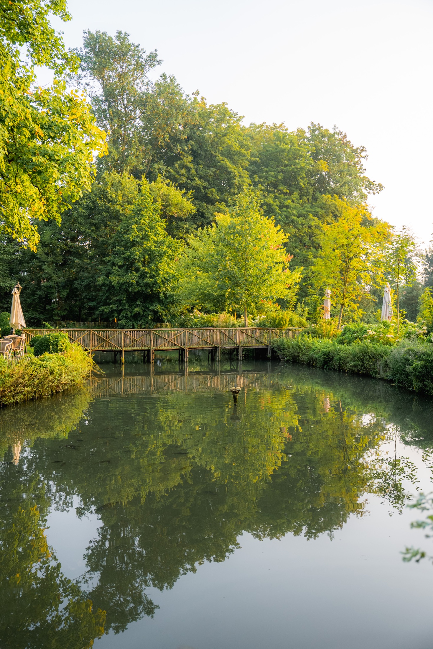 Footbridge over the water in the Chateau de Looz grounds