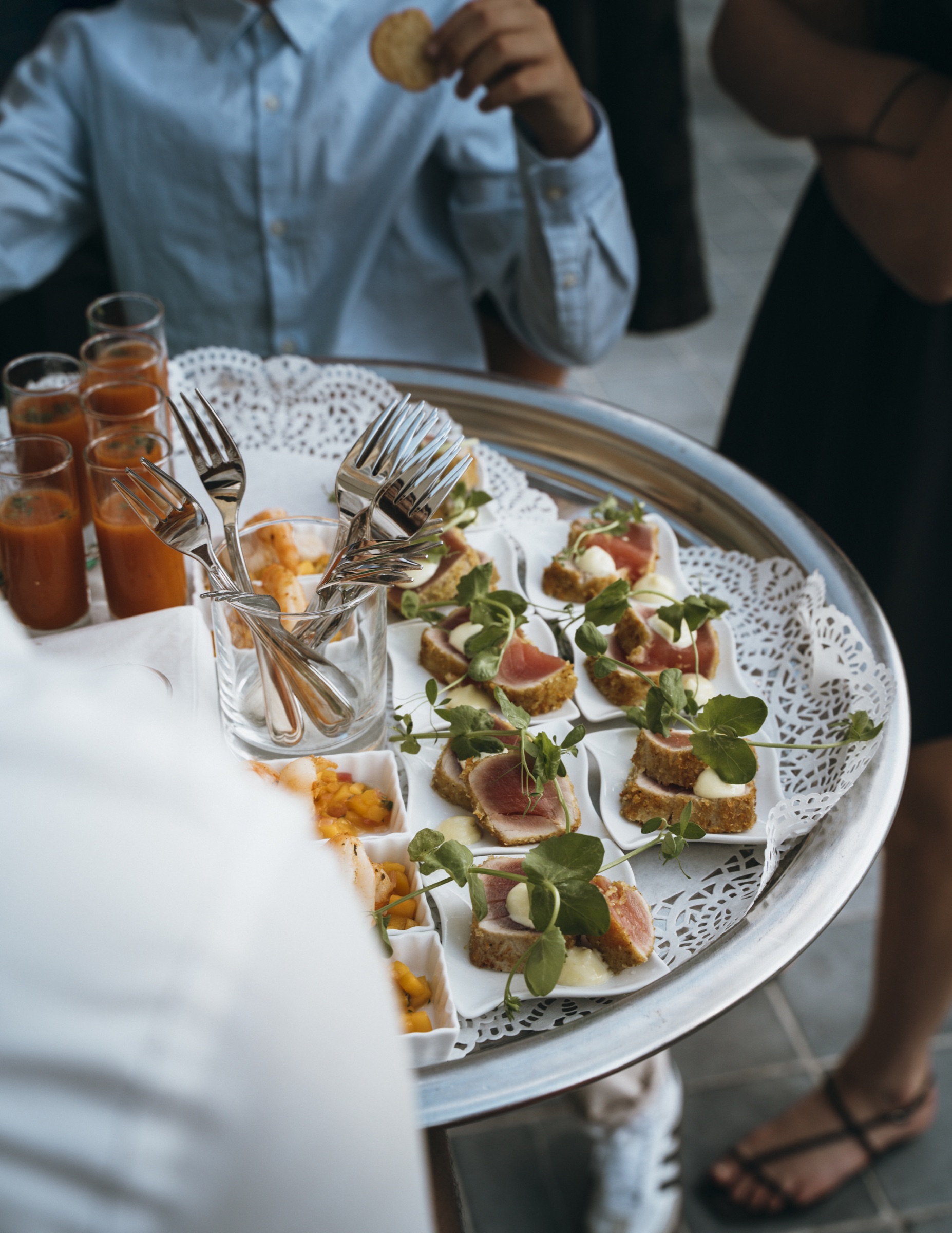 Canapes served to wedding guests at Chateau de Looz