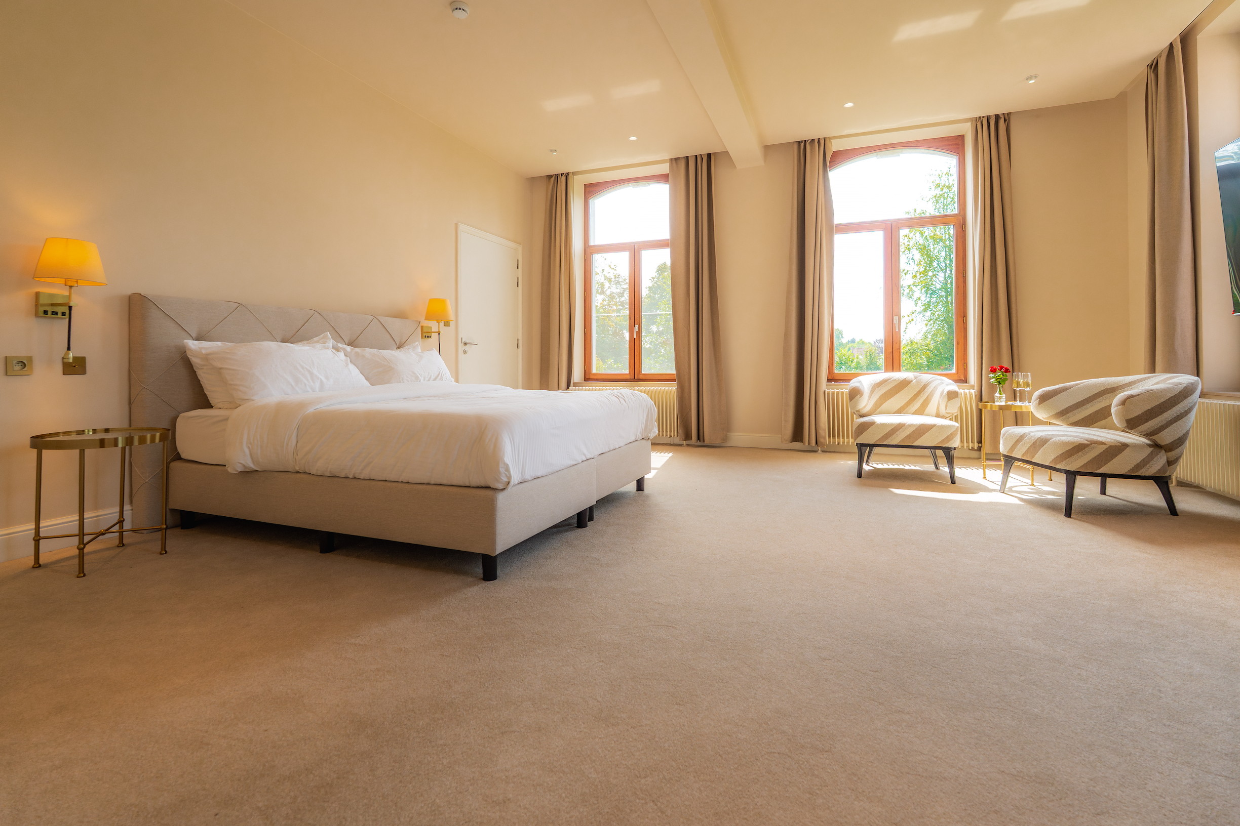Luxury Suite with seating area and water and park view