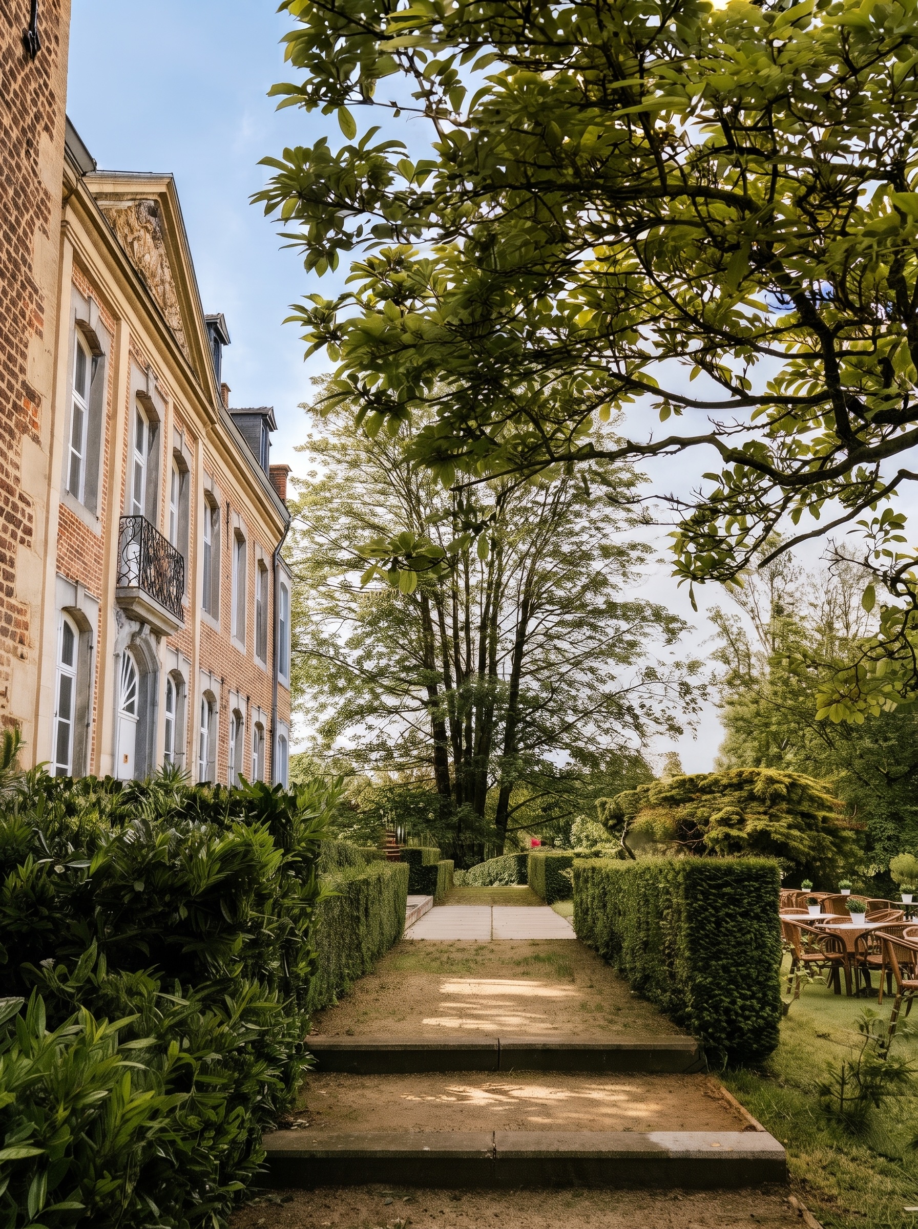 Garden path approaching Château de Looz